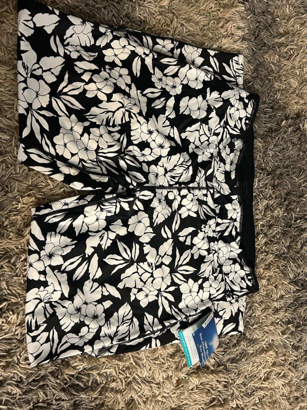Coolibar Black and White Floral Swim Coverup Shorts